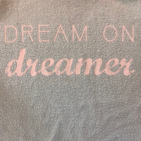 Teal fuzzy “dream on dreamer” pullover top - Picture 2 of 3
